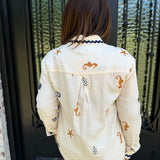 Emmy Embroidered Shirt with RicRac in Ivory