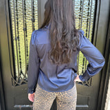 Michela Ruffle Button Down Top in Ink