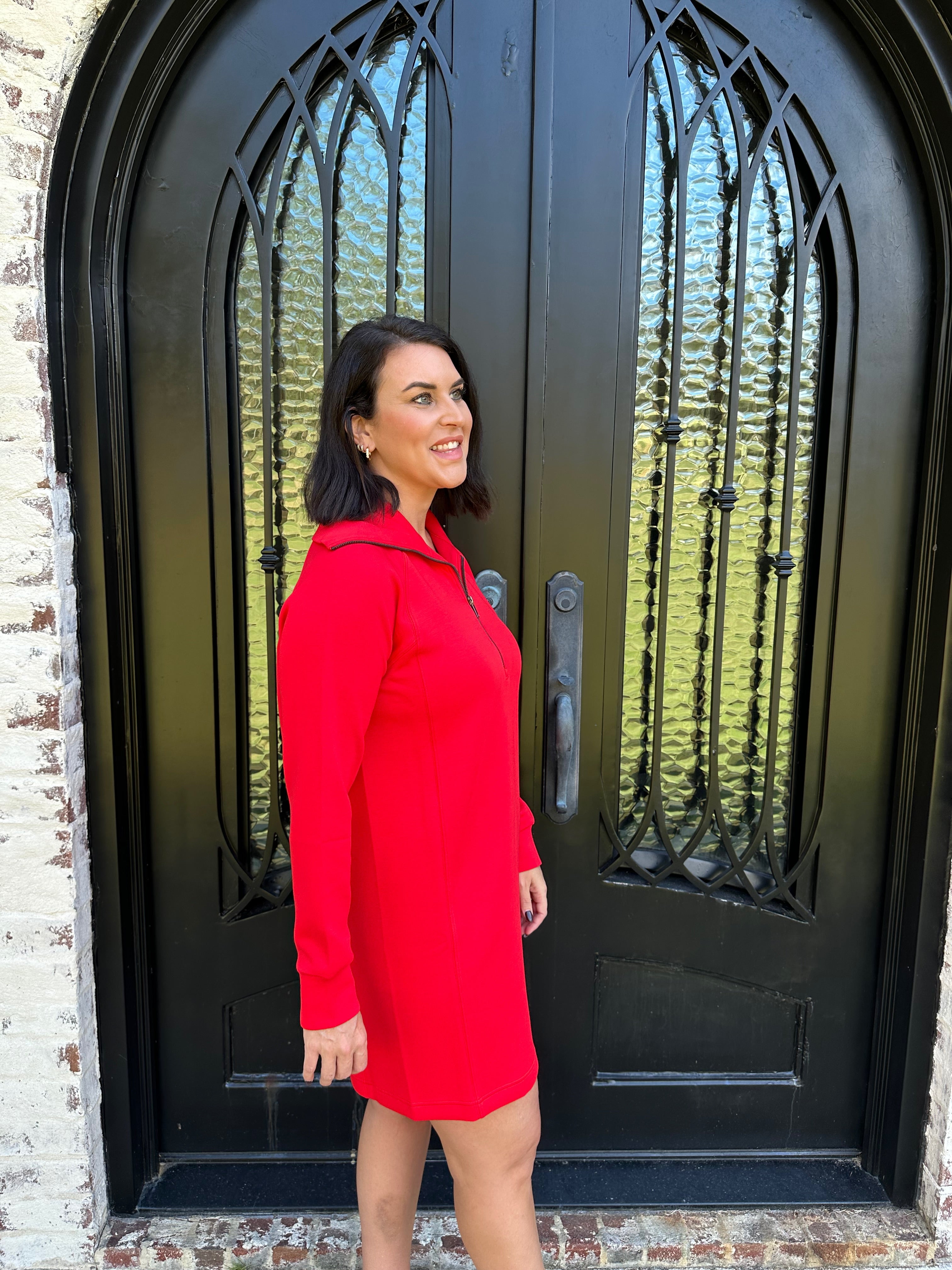 Spanx AirEssentials Half Zip Dress in Red Splurge Montgomery Spanx AirEssentials Half Zip Dress in Red Splurge Montgomery