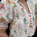 Liza Smocked Floral Top in Red