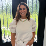 Kate White Puff Sleeve Top