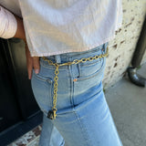 Yochi Horsebit Gold Chain Belt