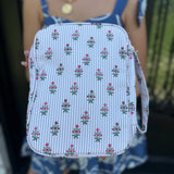 Mary Square Bible Cover Cottage Stripes and Pink Floral