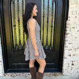 Pia Gingham Swing Dress in Brown