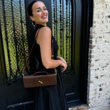 Andi Crocodile Long Clutch in Chocolate