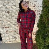 Z Supply Hangout River Plaid Pajama Pants in Red