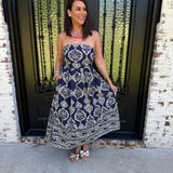 Veronica Strapless Dress in Navy