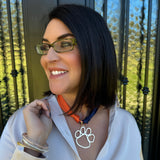 Scarf Necklace with Large Open Paw Print Pendant
