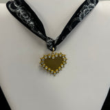 Scarf Necklace Large Heart with Opal Dots