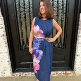 Painted Floral Midi Dress