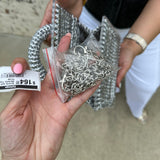 Acrylic and Silver Metallic Top Handle Purse