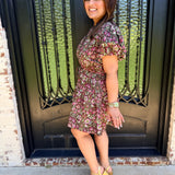 Tori Floral Dress in Brown