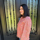 Kloss Print Top in Coral