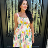 Wes Watercolor Mini Dress with Ties