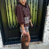 Mini Suede Bucket Bag in Brown