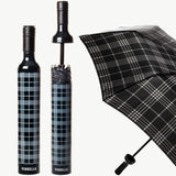 Bottle Umbrella in Black Plaid