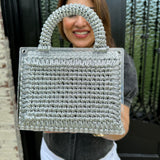 Acrylic and Silver Metallic Top Handle Purse