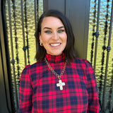 Chansutt Large Pearl Cross Necklace in Gold