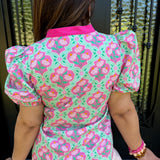 Sidney Block Print Floral in Pink