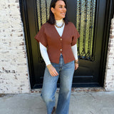 Jaded Front Button Cardigan in Brown