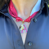 Scarf Necklace with Alabama A and Elephant Oval Pendant