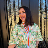 Lorie Placket Floral Print Top