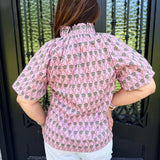 Perry Ruffle Neck Top in Pink