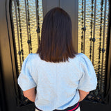 Anne Michael Stripe Accent V-Neck Textured Top