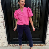 Sandra Puff Sleeve Top in Pink