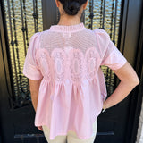 Tabi Mesh Top with Applique in Baby Pink