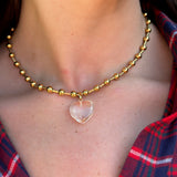 Clear Heart Necklace in Gold