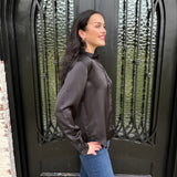 Spanx Better Than Silk Button Down Shirt in Classic Black