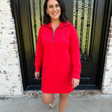 Spanx AirEssentials Half Zip Dress in Red