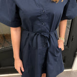 Betsy Button Down Dress in Navy