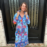 Maude Eliza Midi Dress in Azure Safari