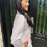 Dear John Cropped Adrianna Button Up Blouse in Mojave Stripe
