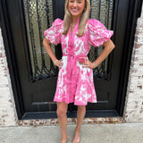 Helena Tie Front Dress in Pink