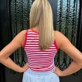 Lulu Mac Stripe Tank Top in Red