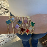 Single Color Clover Stretch Beaded Bracelet in Multiple Colors