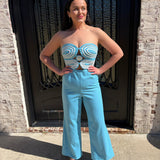 Ashton Jumpsuit in Aqua Blue