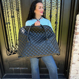 Quilted Weekender Bag in Black