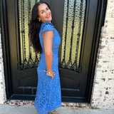 Daisy Lace Midi Dress in Cornelia Blue