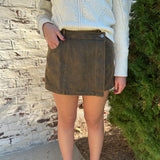Max Faded Denim Wrap Skort in Taupe