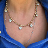 Crystal Drop Charms Gold Necklace