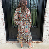 Barry Puff Sleeve Floral Dress in Brown