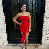 Liza Wrap Skirt Mini Dress in Red