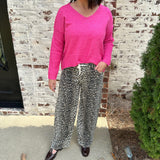 Drawstring Jeans in Leopard Print