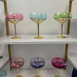 Colorful Frosted Martini Gold Trimmed Gilded Coupes