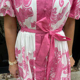 Helena Tie Front Dress in Pink