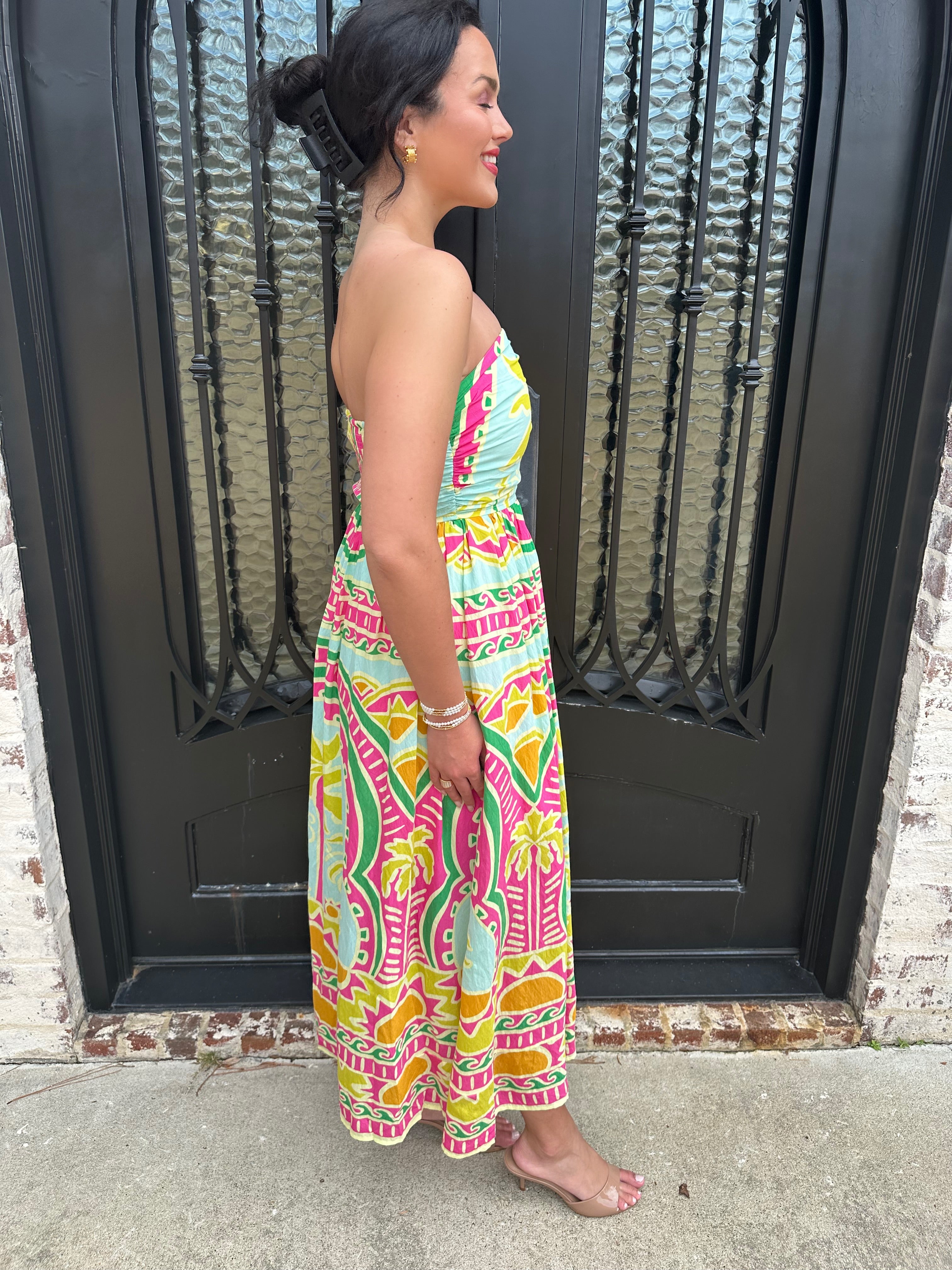 palm beach maxi dress Coniglio Palm Beach Flagler Maxi Dress | Red/Print | One Size